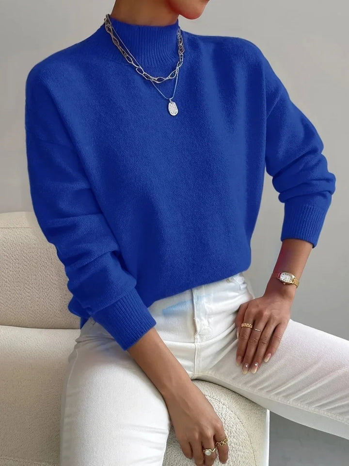 Women's Mock Neck Relaxed-Fit Knit Turtleneck Sweater