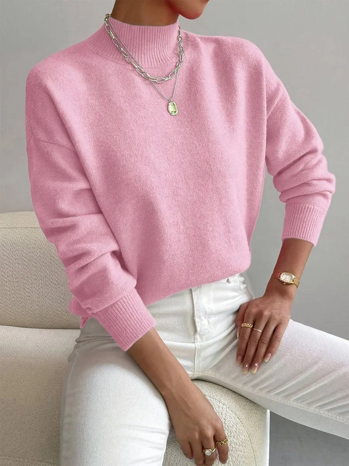 Women's Mock Neck Relaxed-Fit Knit Turtleneck Sweater