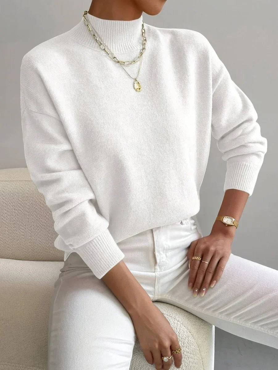 Women's Mock Neck Relaxed-Fit Knit Turtleneck Sweater
