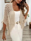 Women's Open Knit Sweater Cardigan – Drape Front And Short Sleeves