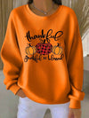 Women's Orange Ribbed Graphic Print Knit Sweater – Crew Neck Relaxed Fit