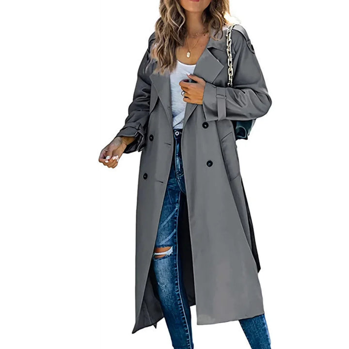 Women's Oversized Double-Breasted Belted Longline Trench Coat
