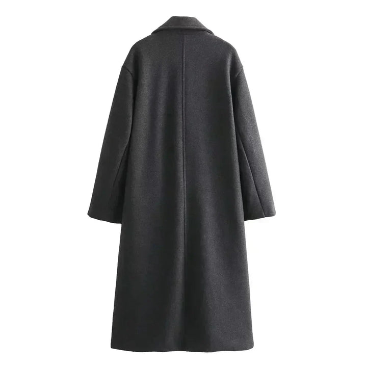 Women's Oversized Double-Breasted Wool Coat – Wide Lapel Design