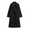 Women's Oversized Double-Breasted Wool Coat – Wide Lapel Design