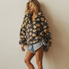 Women's Oversized Floral Sherpa Fleece Half-Zip Pullover Sweater