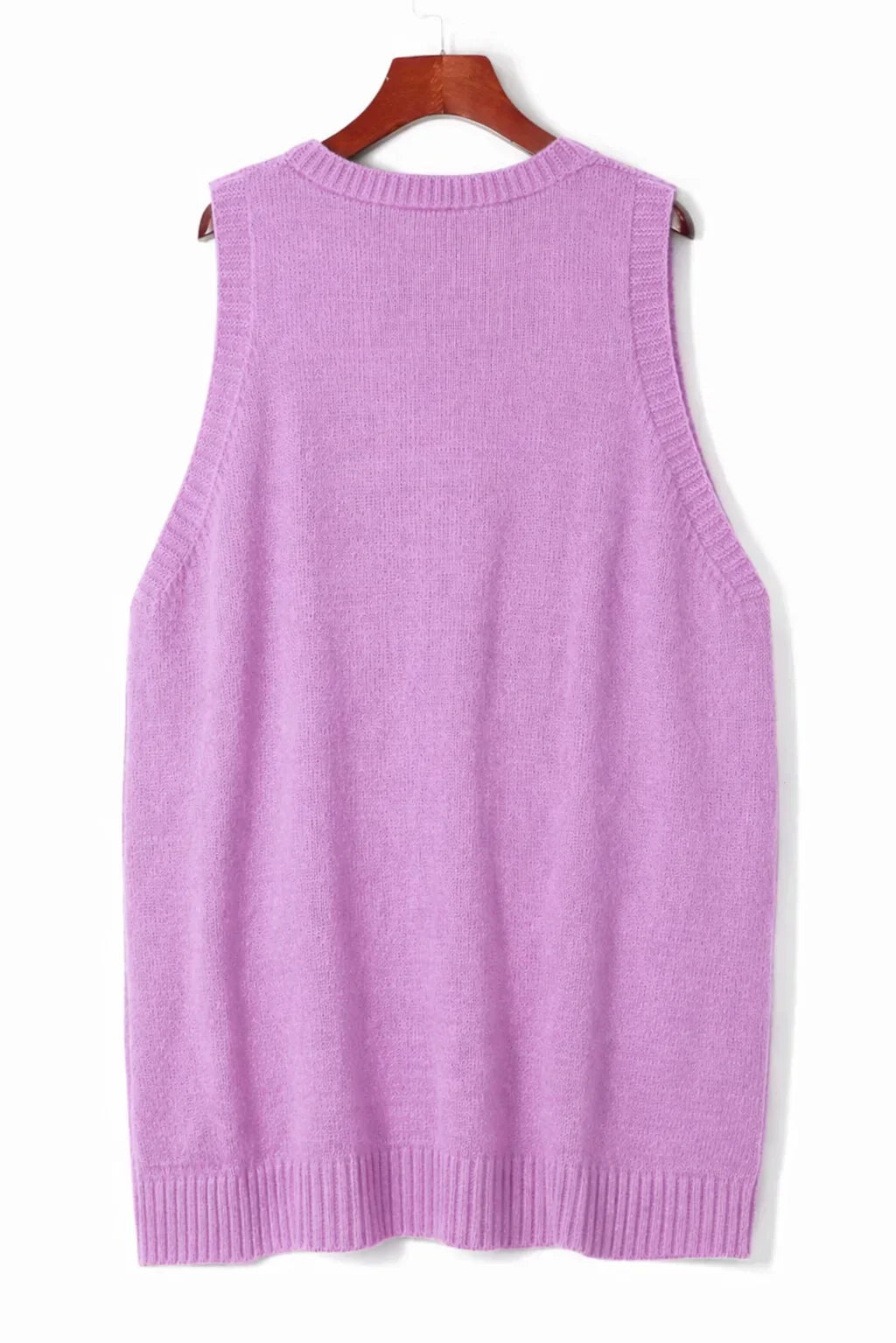 Women's Oversized Knit Vest – V-Neck Sleeveless Tunic Length And Patch Pockets