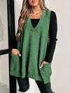 Women's Oversized Knit Vest – V-Neck Sleeveless Tunic Length And Patch Pockets