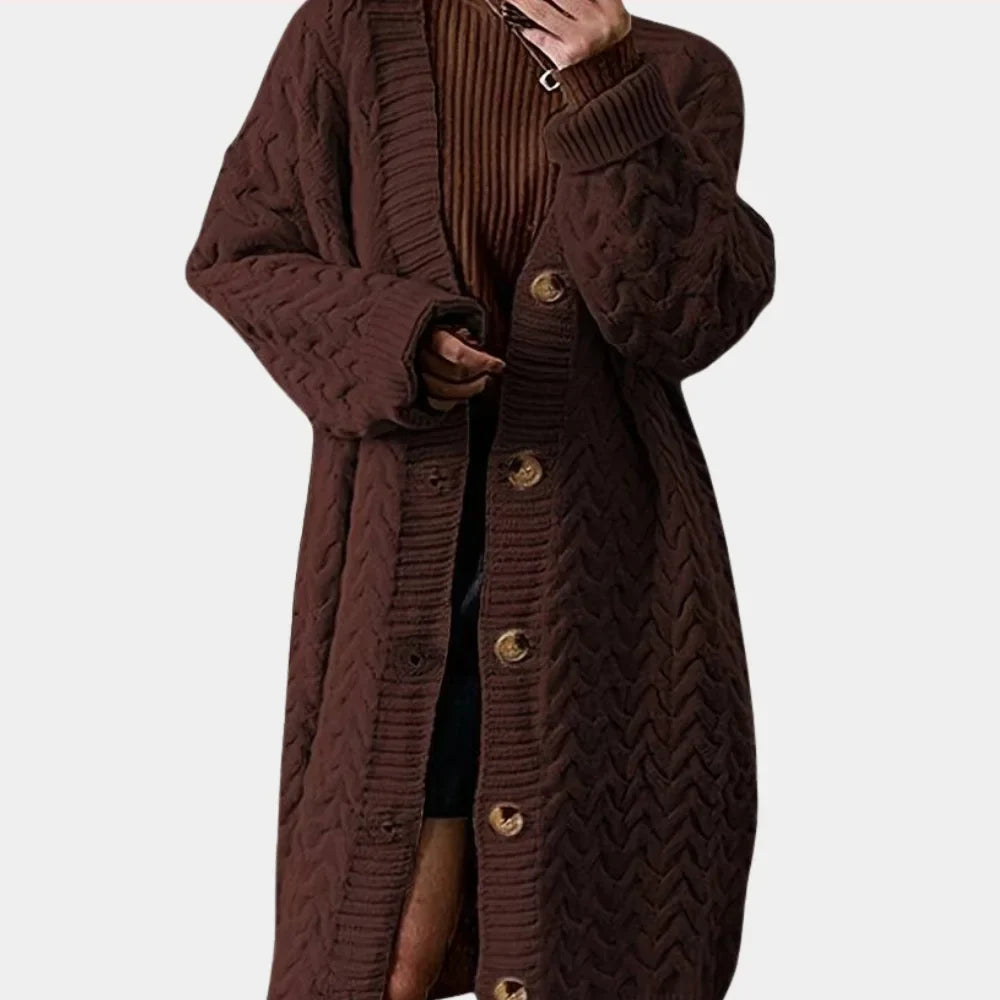 Women's Knitwear Oversized Long Button-Front Cardigan