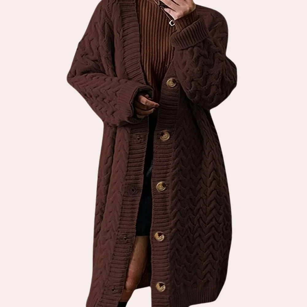 Women's Knitwear Oversized Long Button-Front Cardigan