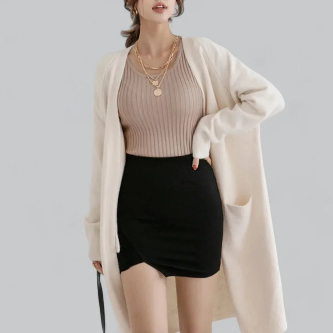 Women's Oversized Long Open-Front Knit Cardigan