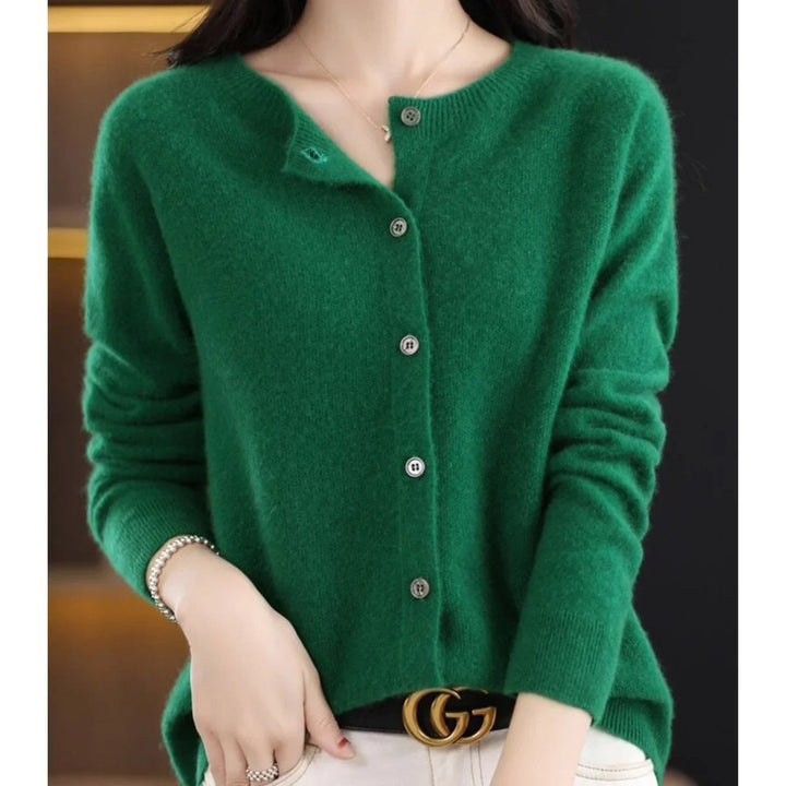Women's Oversized Merino Wool Button-Front Knit Cardigan