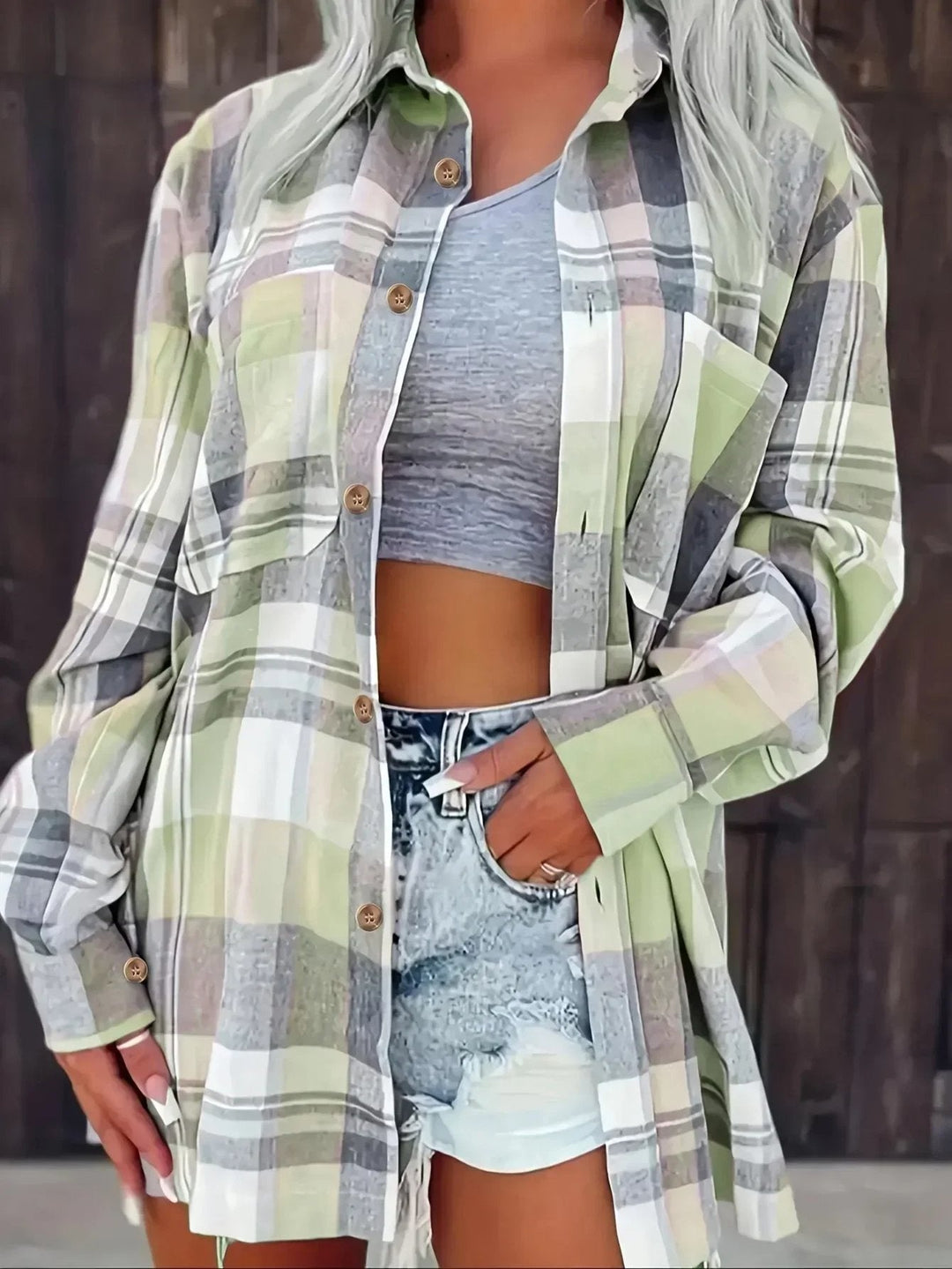 Women's Shirt – Oversized Plaid Flannel