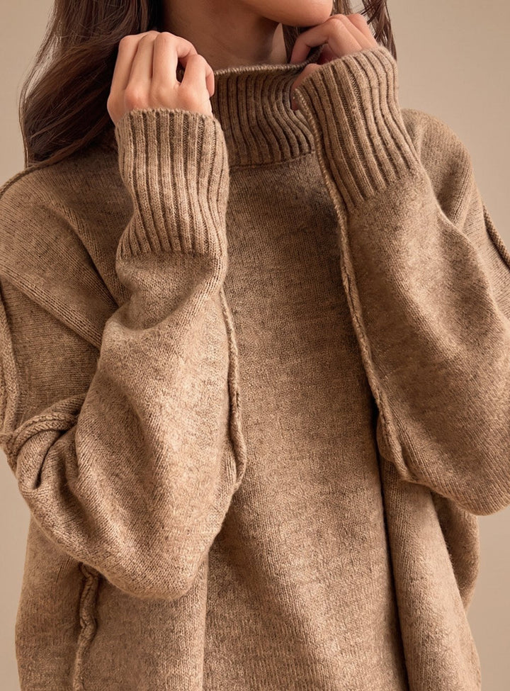 Women's Two-Piece Set – Oversized Turtleneck Wide-Leg Lounge Set