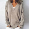 Women's Oversized V-Neck Long Sleeve Knit Sweater