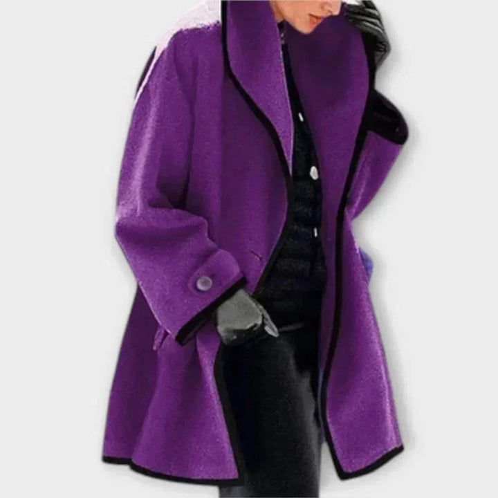 Women's Oversized Wool-Blend Contrast-Trim Coat