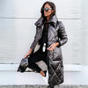 Women's Padded Long Puffer Coat – Quilted Design And Stand-Up Collar