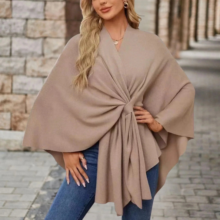 Women's Pink Knit Draped Cardigan – Wrap-Front And Knotted Design