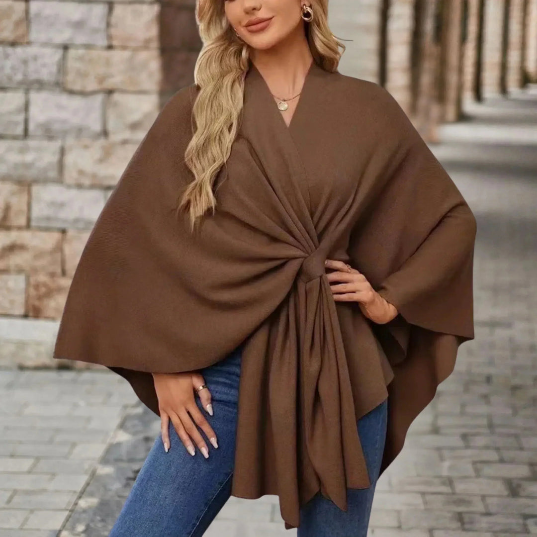 Women's Pink Knit Draped Cardigan – Wrap-Front And Knotted Design
