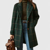 Women's Plaid Wool-Blend Longline Notch-Lapel Coat