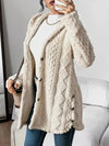Women's Plush Hooded Longline Teddy Coat – Textured Knit And Buttons