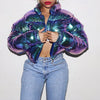 Women's Puffer Jacket – Cropped Metallic