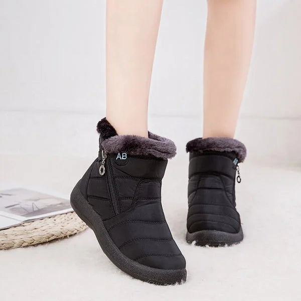 Women's Quilted Fur-Lined Winter Ankle Boots – Soft Sole And Zipper