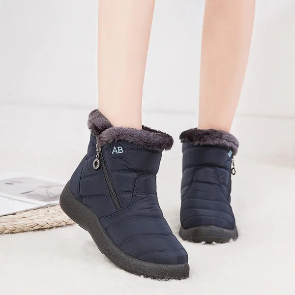 Women's Quilted Fur-Lined Winter Ankle Boots – Soft Sole And Zipper