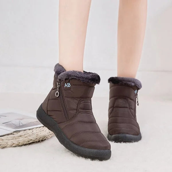 Women's Quilted Fur-Lined Winter Ankle Boots – Soft Sole And Zipper