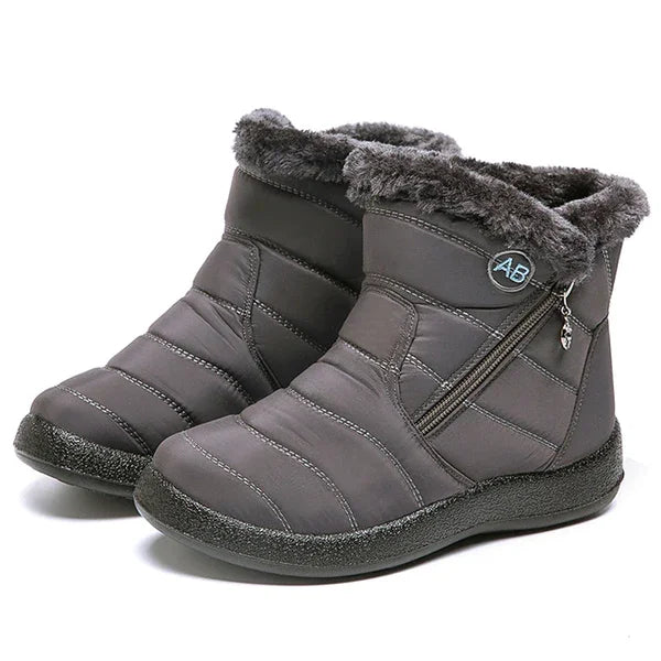 Women's Quilted Fur-Lined Winter Ankle Boots – Soft Sole And Zipper