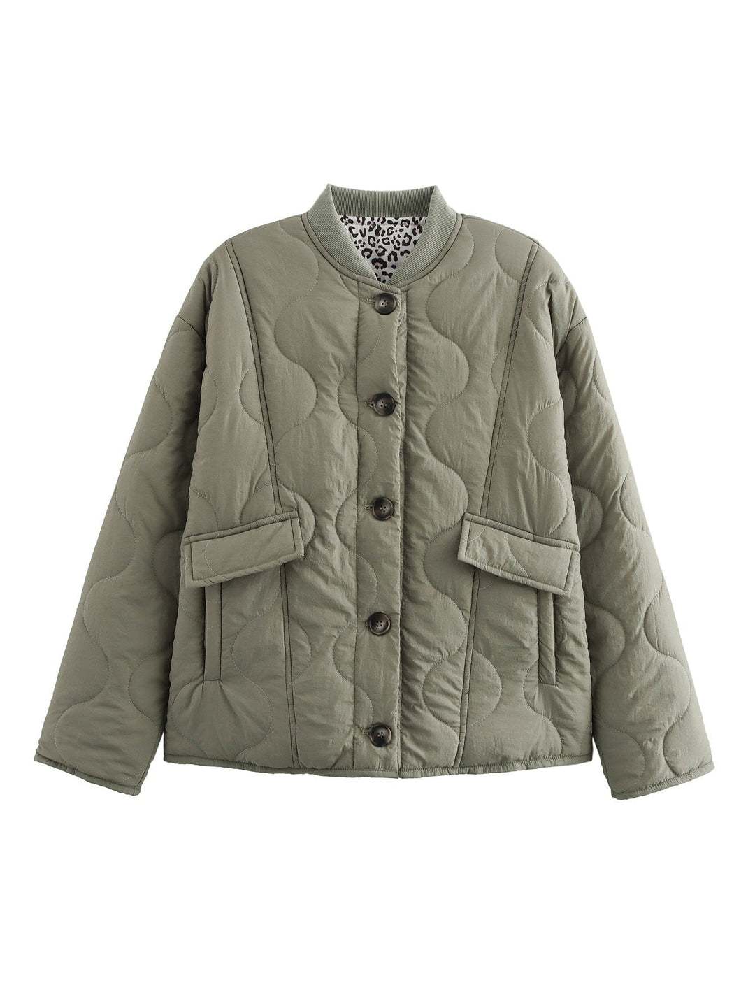 Women's Jacket – Oversized Quilted Leopard Lining