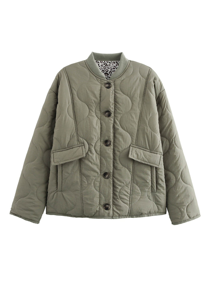 Women's Jacket – Oversized Quilted Leopard Lining