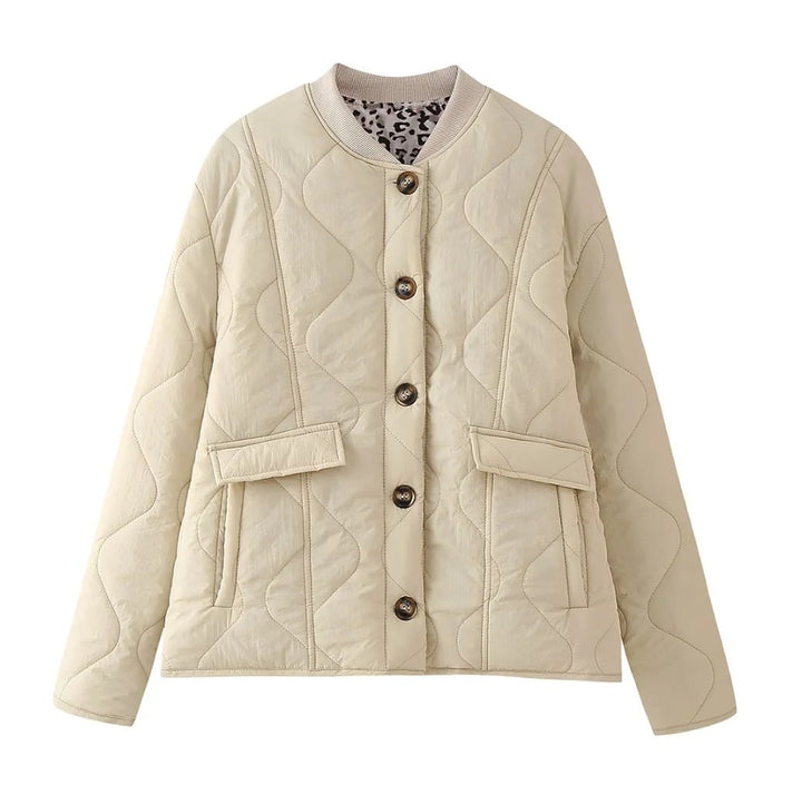 Women's Jacket – Oversized Quilted Leopard Lining