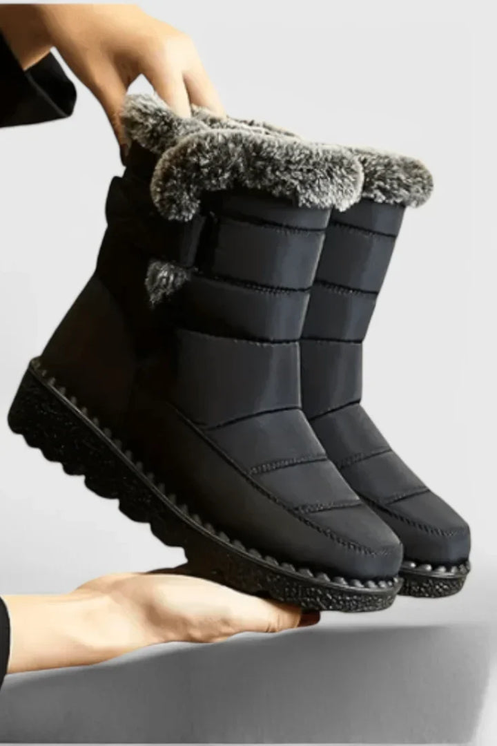 Women's Quilted Winter Boots – Fur-Lined Collar And Slip-Resistant Sole