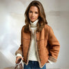 Women's Jacket – Cropped Faux Shearling Button-Front