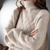 Women's Relaxed-Fit Knit Basketweave Sweater – Turtleneck