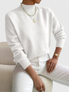 Women's Relaxed Fit Knit Sweater – High-Neck And Ribbed Cuffs