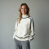 Women's Relaxed-Fit Knit Sweater – Turtleneck And Contrasting Raglan Sleeves