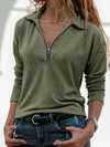 Women's Relaxed Fit Long Sleeve Knit Sweater – Collared Half-Zip