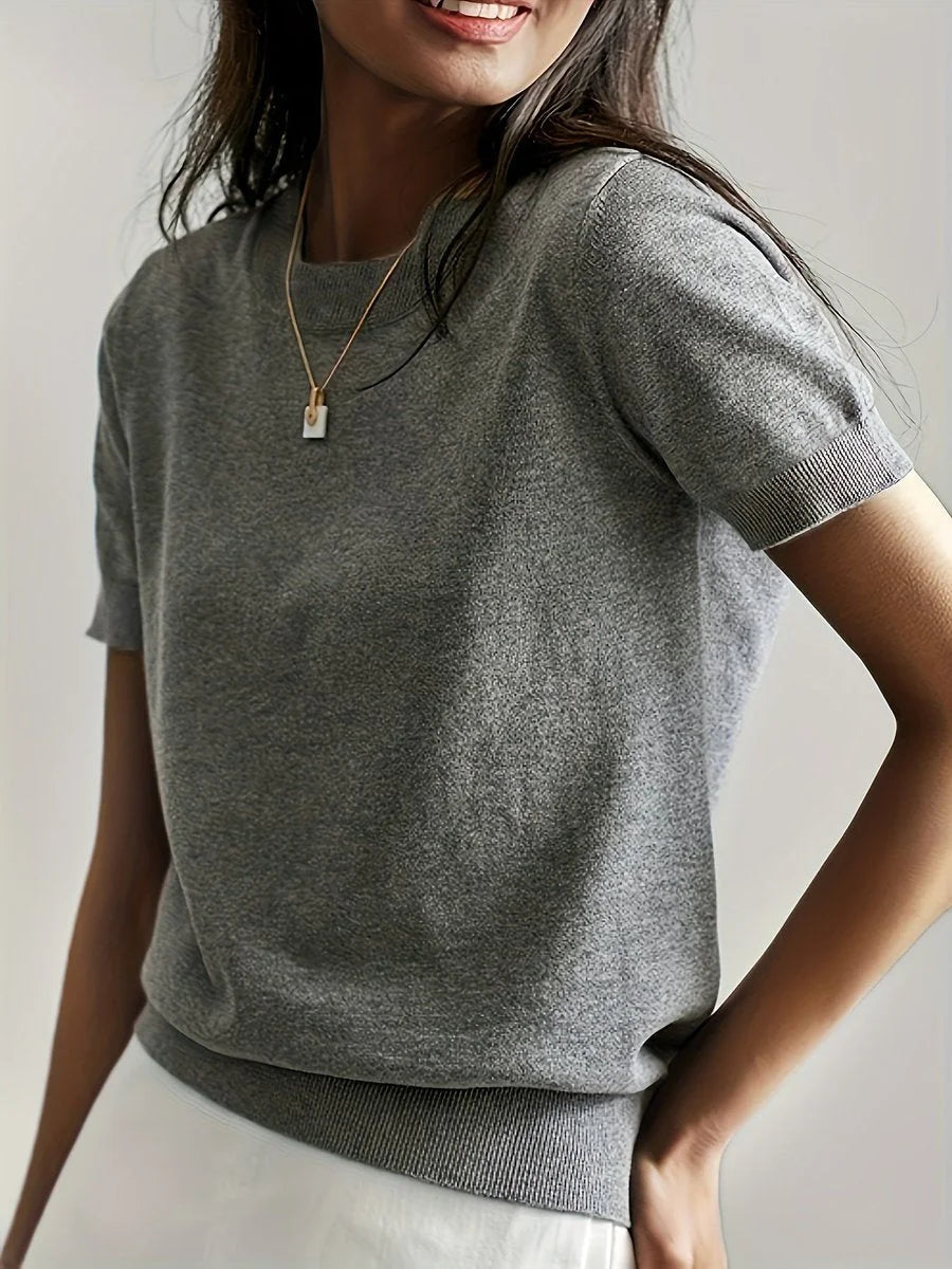 Women's Relaxed-Fit Short-Sleeve Knit Sweater Top
