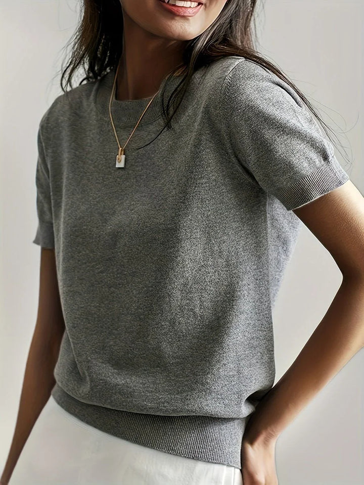 Women's Relaxed-Fit Short-Sleeve Knit Sweater Top