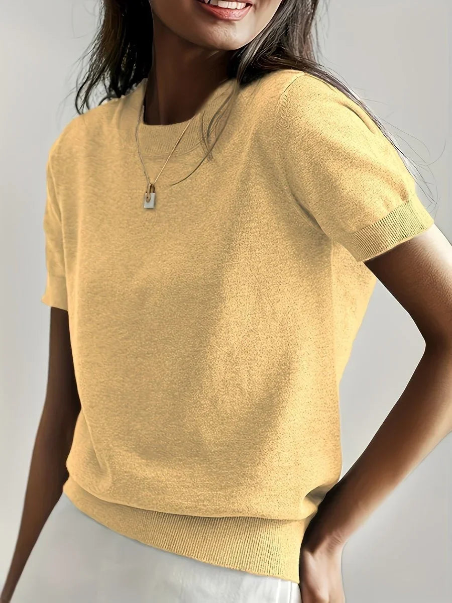 Women's Relaxed-Fit Short-Sleeve Knit Sweater Top