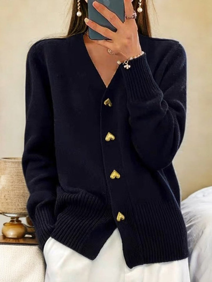 Women's Cardigan – Heart-Button Knit
