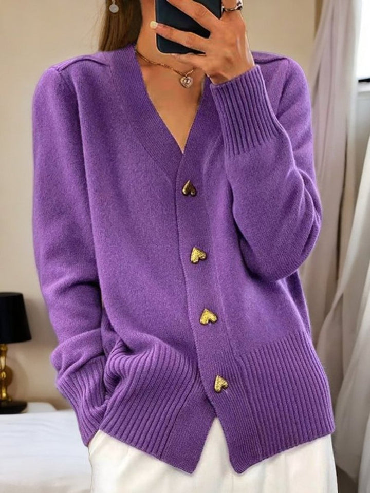 Women's Cardigan – Heart-Button Knit