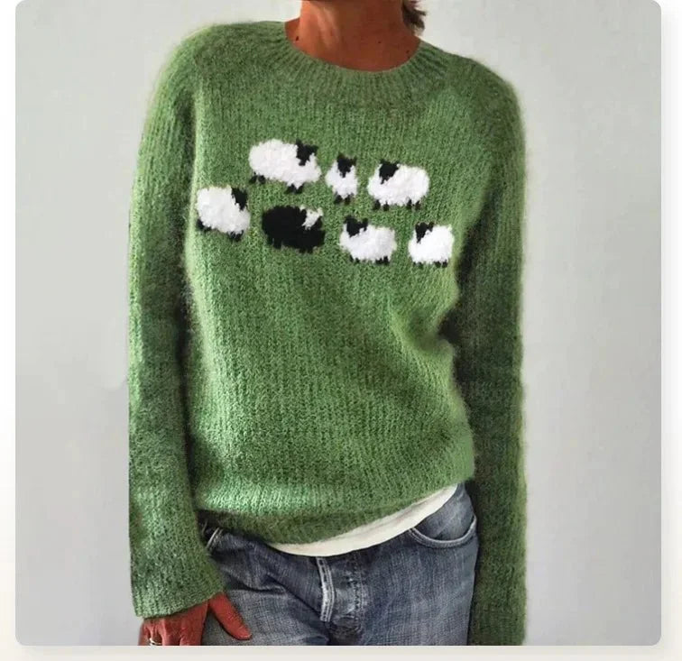 Women's Retro Striped Relaxed-Fit Knit Sweater
