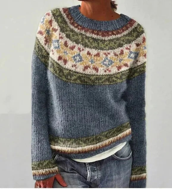 Women's Retro Striped Relaxed-Fit Knit Sweater