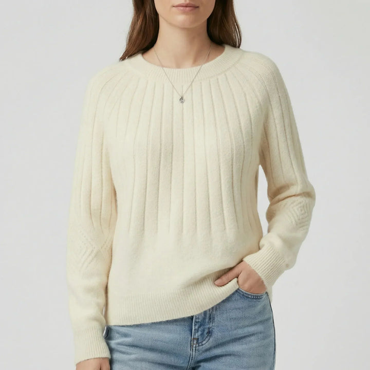 Women's Ribbed Crew Neck Knitted Jumper