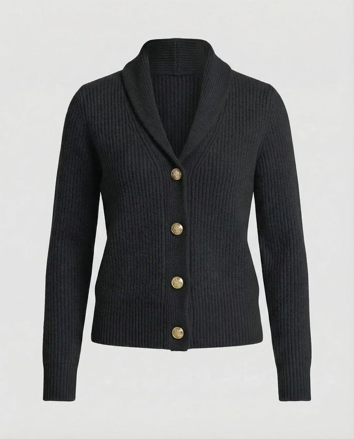 Women's Ribbed Knit Button-Front Lapel Collar Cardigan