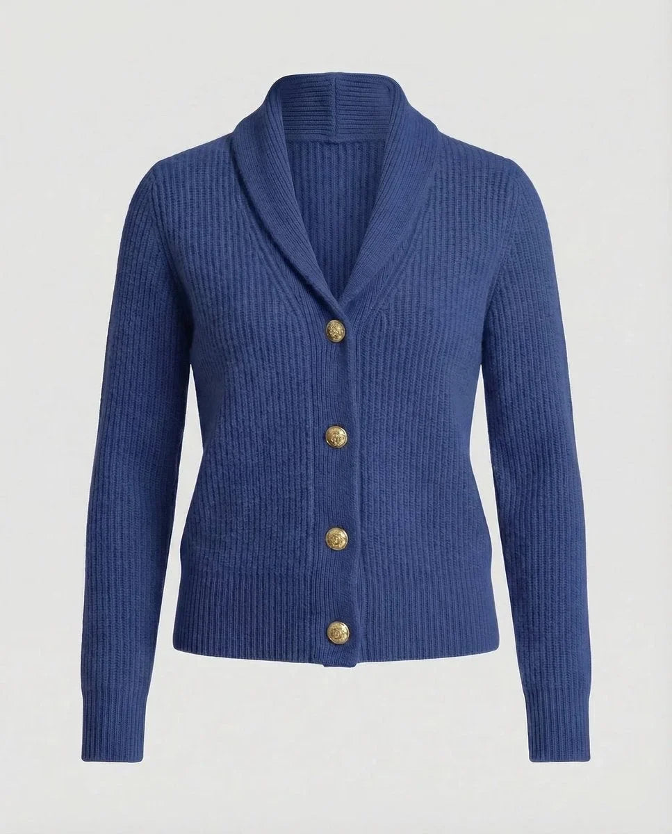 Women's Ribbed Knit Button-Front Lapel Collar Cardigan