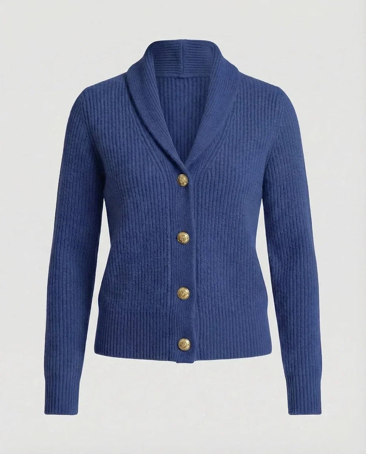 Women's Ribbed Knit Button-Front Lapel Collar Cardigan