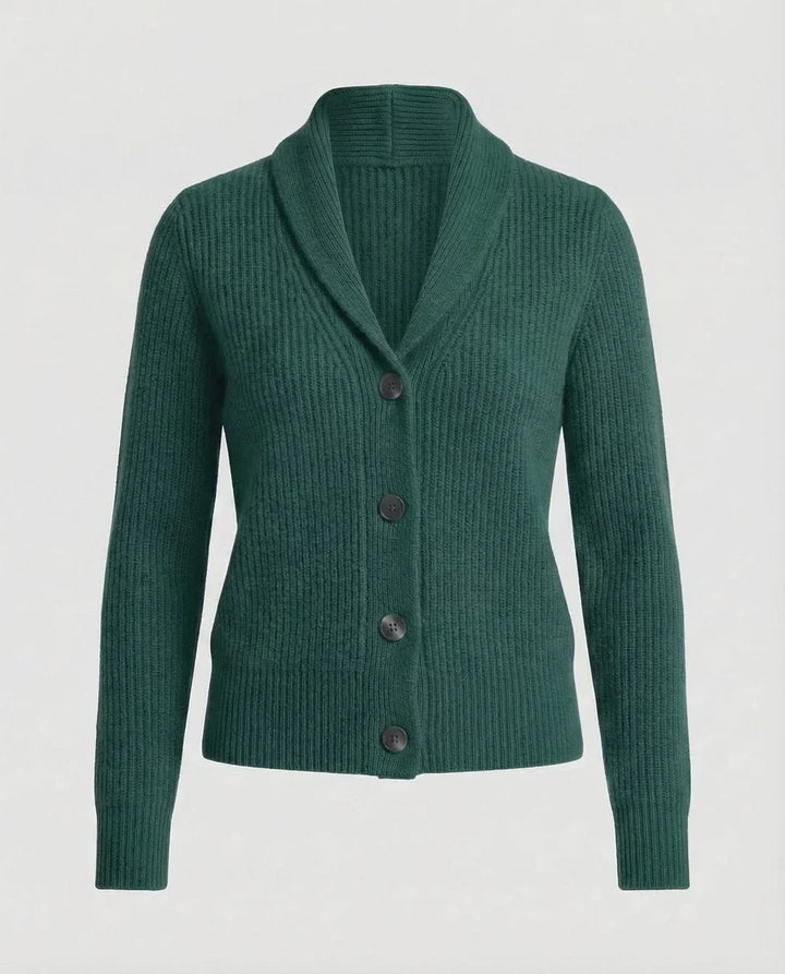 Women's Ribbed Knit Button-Front Lapel Collar Cardigan
